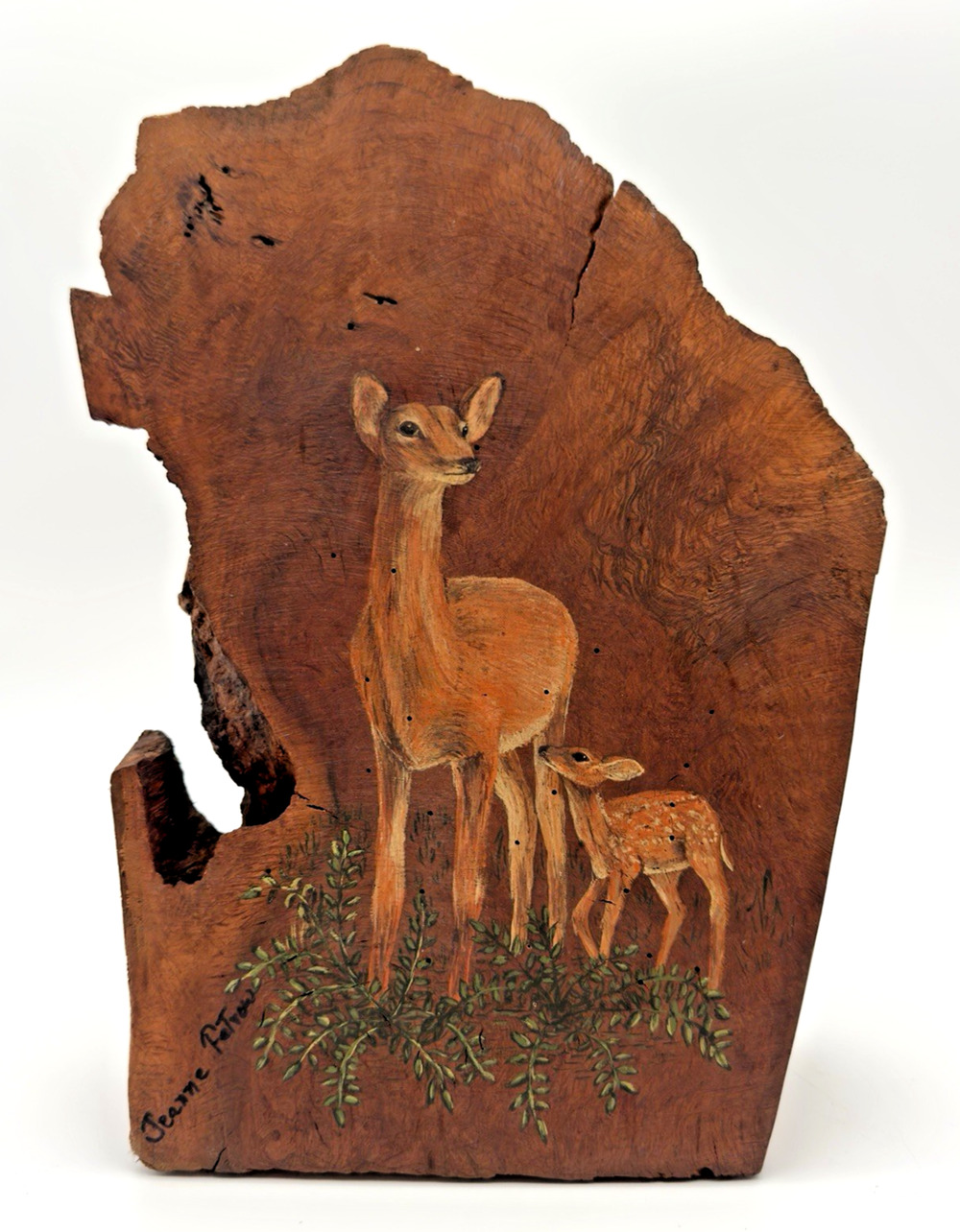 Vintage Rustic Wood Decor Cabin Deer Live Edge Burl 10.5"